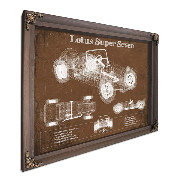 Lotus Super Seven Blueprint Vintage Auto Print
