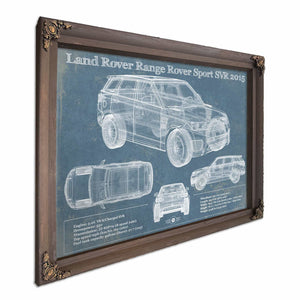 Land Rover Range Rover Sport SVR 2015 Vintage Blueprint Auto Print