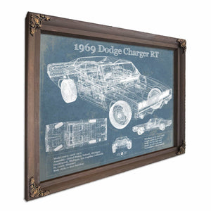 1969 Dodge Charger R/T Blueprint Vintage Auto Print