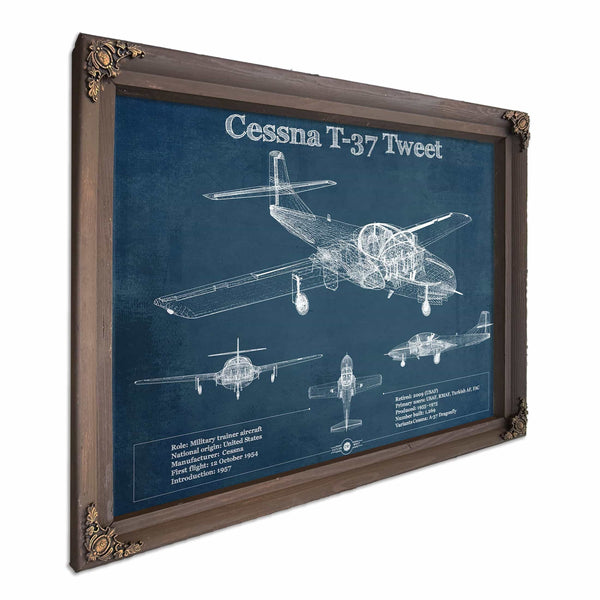 Cessna T-37 Tweet Trainer Aircraft Original Blueprint Art