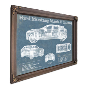 Ford Mustang Mach-E 2020 Blueprint Vintage Auto Print