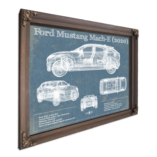 Ford Mustang Mach-E 2020 Blueprint Vintage Auto Print