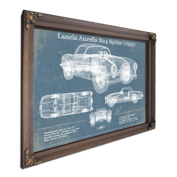 Lancia Aurelia B24 Spider (1955) Blueprint Vintage Auto Print