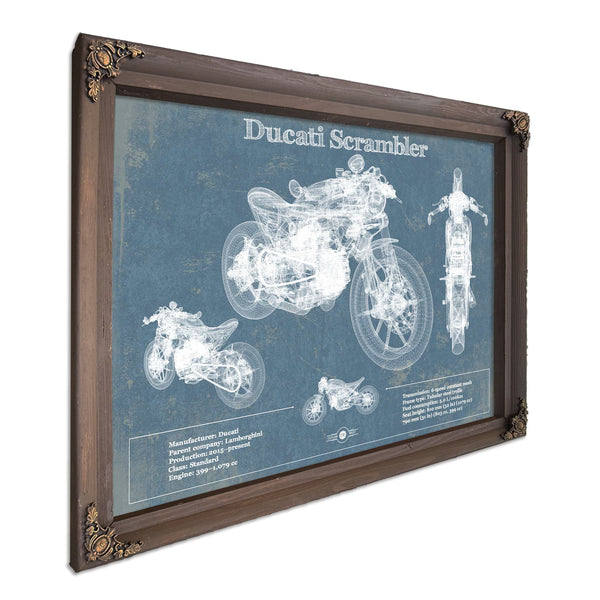 Ducati Scrambler Vintage Blueprint Motorcycle Patent Print