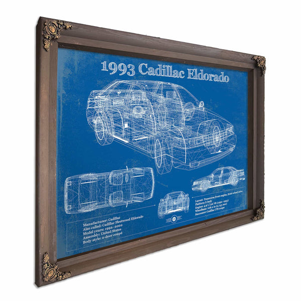 1993 Cadillac Eldorado Coupe Vintage Blueprint Auto Print