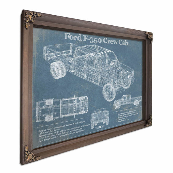 Ford F-350 Crew Cab Vintage Blueprint Auto Print