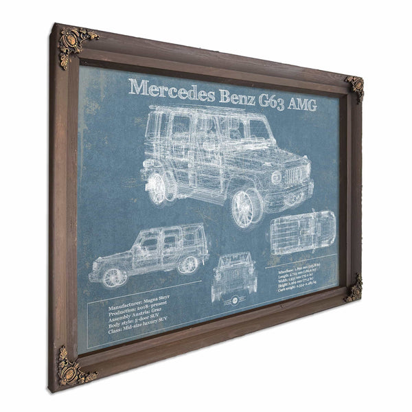 Mercedes Benz GLE580 (2020) Blueprint Vintage Auto Print