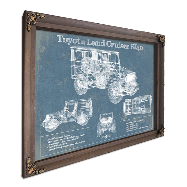 Toyota Land Cruiser FJ40 Blueprint Vintage Auto Print