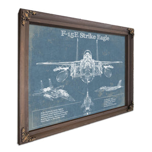 McDonnell Douglas F-15E Strike Eagle Vintage Aviation Blueprint Military Print - Custom Name and Squadron Text