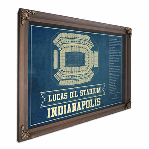 Indianapolis Colts Lucas Oil Stadium Blueprint - Vintage Football Print
