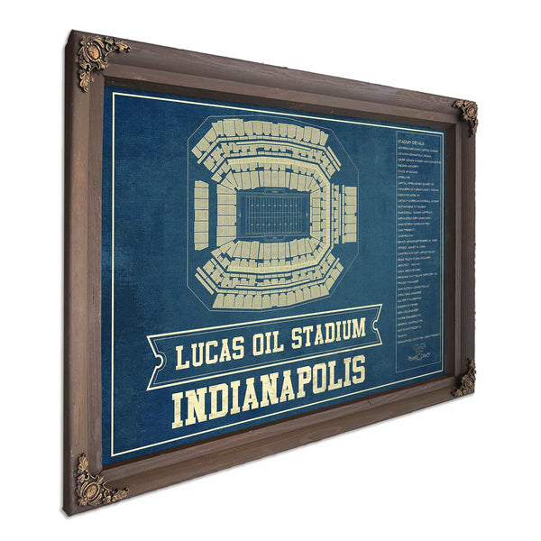 Indianapolis Colts Lucas Oil Stadium Blueprint - Vintage Football Print