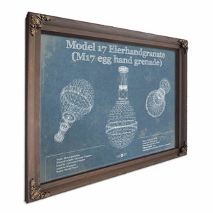 M 17 Grenade Blueprint Vintage Gun Print
