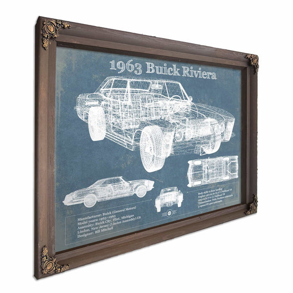 1963 Buick Riviera Vintage Blueprint Auto Print