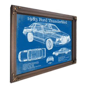 1983 Ford Thunderbird Vintage Blueprint Auto Print
