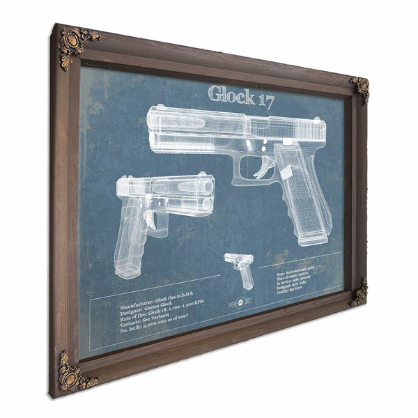 Glock 17 Blueprint Vintage Gun Print