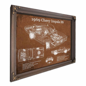 1969 Chevy Impala SS Vintage Blueprint Auto Print