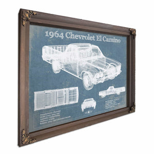 1964 Chevrolet El Camino Vintage Blueprint Auto Print