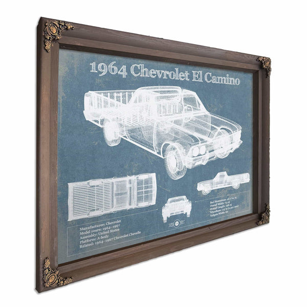 1964 Chevrolet El Camino Vintage Blueprint Auto Print