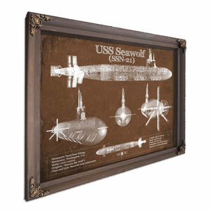 USS Seawolf (SSN-21) Blueprint Original Military Wall Art - Customizable