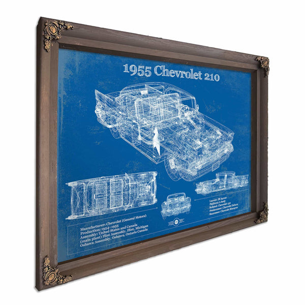 1955 Chevrolet 210 4 Door Sedan Vintage Blueprint Auto Print