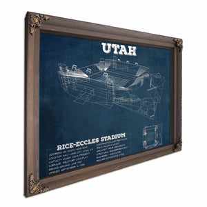 Utah Utes Wall Art - Vintage Rice–Eccles StadiumBlueprint Art Print