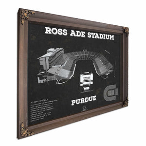 Purdue Boilermakers - Ross-Ade Vintage Football Stadium Blueprint Art Print