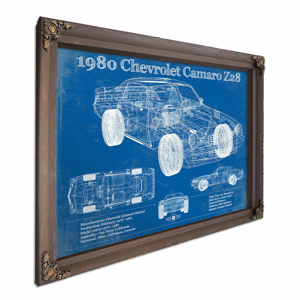 1980 Chevrolet Camaro Z28 Vintage Blueprint Auto Print