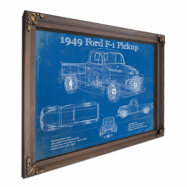 1949 Ford F-1 Pickup Vintage Blueprint Auto Print