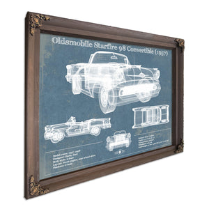 Oldsmobile Starfire 98 Convertible (1957) Blueprint Vintage Auto Print
