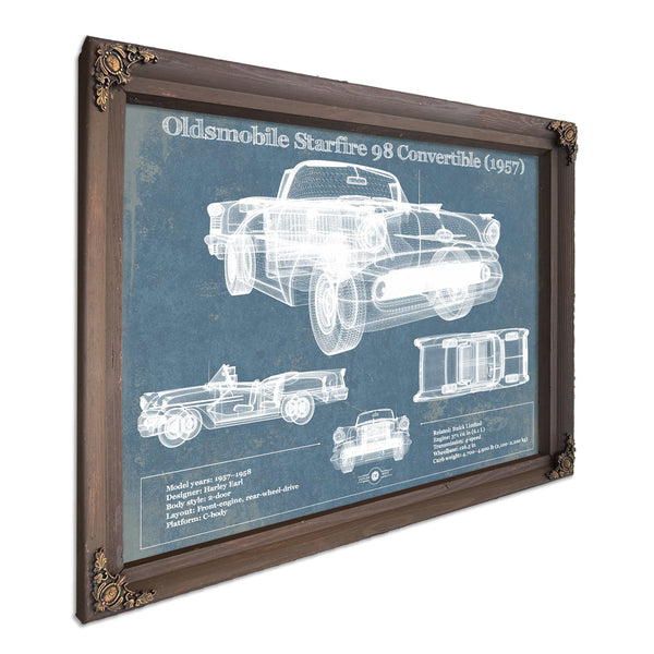 Oldsmobile Starfire 98 Convertible (1957) Blueprint Vintage Auto Print