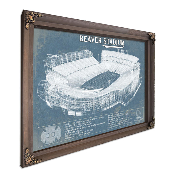 Penn State Nittany Lions - Beaver Stadium Vintage Blueprint Wall Art