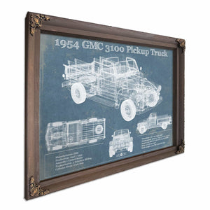1954 GMC 3100 Pickup Truck Vintage Blueprint Auto Print