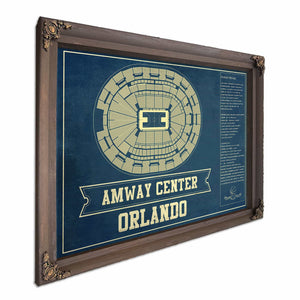 Orlando Magic Amway Center Vintage Basketball Blueprint NBA Print