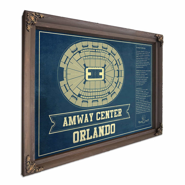 Orlando Magic Amway Center Vintage Basketball Blueprint NBA Print