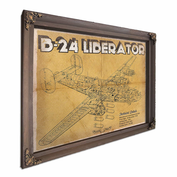Vintage B-24 Liberator Bomber Military Print