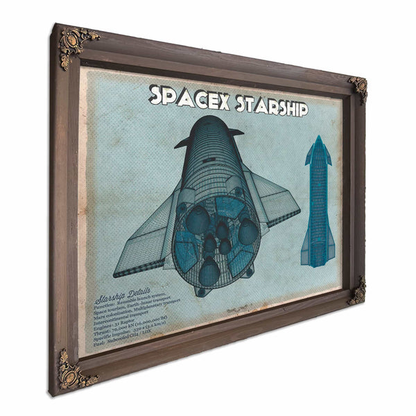 SpaceX Starship Blue Vintage Space Exploration Print