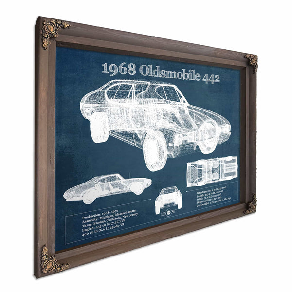 1968 Oldsmobile 442 Vintage Blueprint Auto Print
