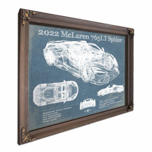 2022 McLaren 765LT Spider Blueprint Vintage Auto Print