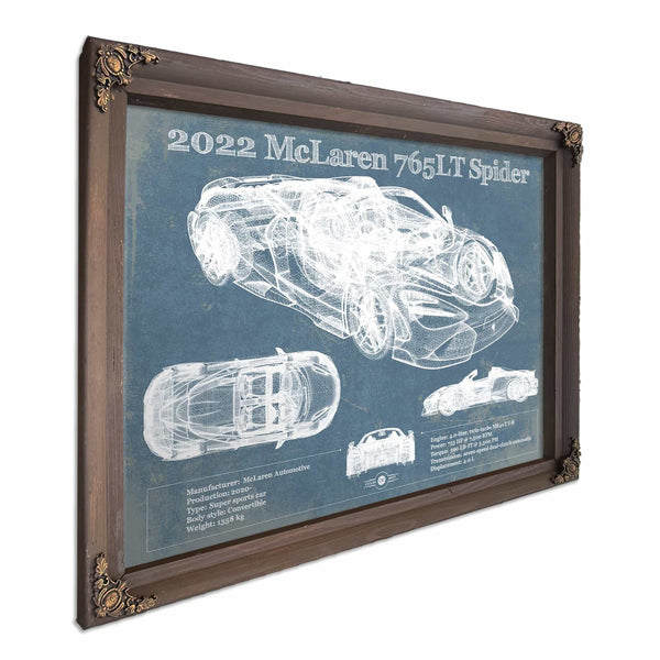 2022 McLaren 765LT Spider Blueprint Vintage Auto Print