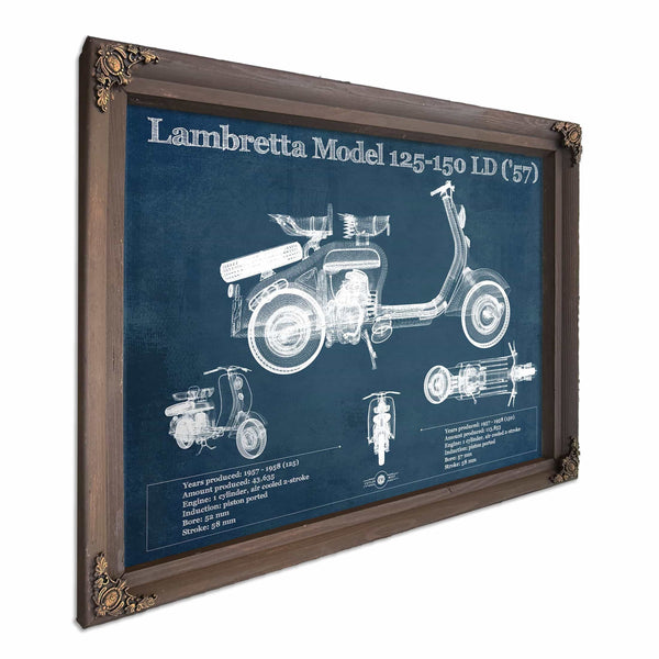 Lambretta Model 125 150 LD ('57) Vintage Blueprint Motorcycle Print