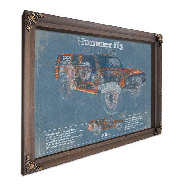 Hummer H3 Vintage Blueprint Auto Print