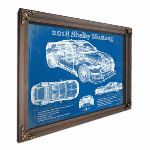 2018 Ford Mustang Shelby Super Snake Coupe Blueprint Vintage Auto Print