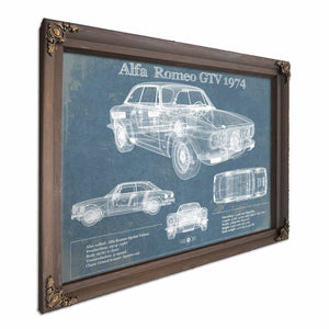 Alfa Romeo GTV 1974 Bel Air Sport Coupé Blueprint Vintage Auto Print
