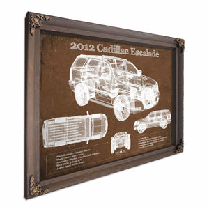 2012 Cadillac Escalade Blueprint Vintage Auto Print