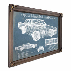 1962 Lincoln Continental Sedan Vintage Blueprint Auto Print