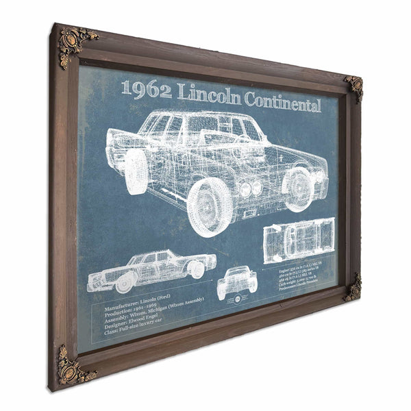 1962 Lincoln Continental Sedan Vintage Blueprint Auto Print
