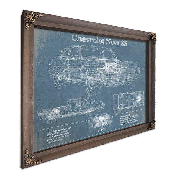 Chevrolet Nova SS Blueprint Vintage Auto Patent Print