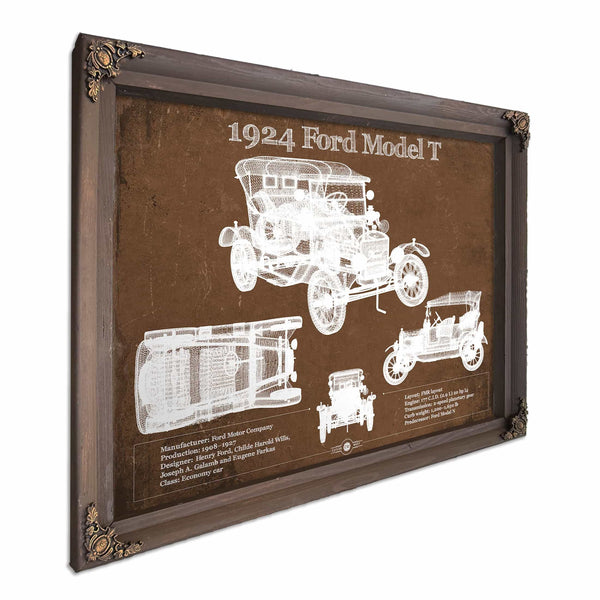 1924 Ford Model T Vintage Blueprint Auto Print