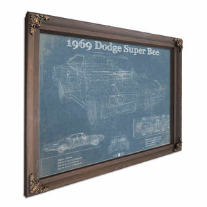 1969 Dodge Super Bee Blueprint Vintage Auto Print