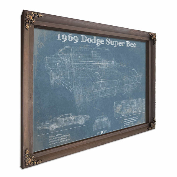 1969 Dodge Super Bee Blueprint Vintage Auto Print
